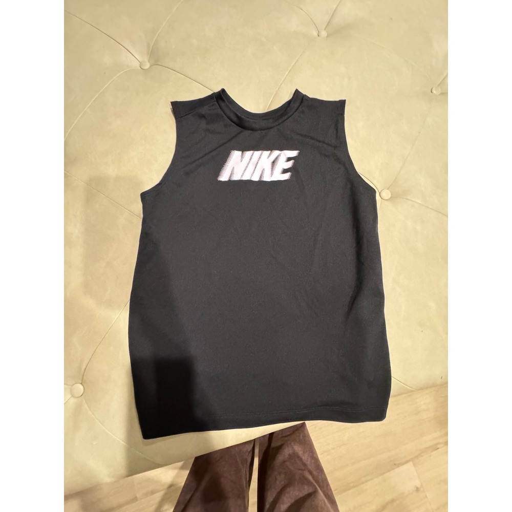 Nike Dri-FIT Kids Large Black Sleeveless Training Top Muscle Tank Shirt